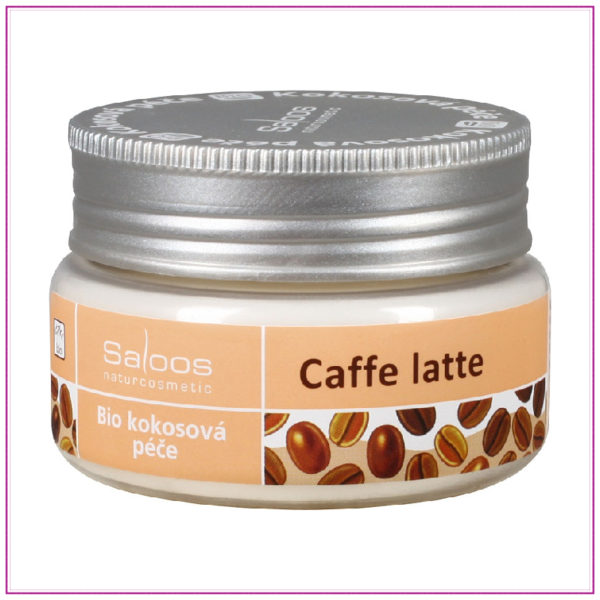 Bio kokosová péče Saloos Caffe latte relaxační přírodní produkt z bio kokosového oleje a extraktu z kávových bobů povzbudí a zregeneruje unavenou pleť i mysl.